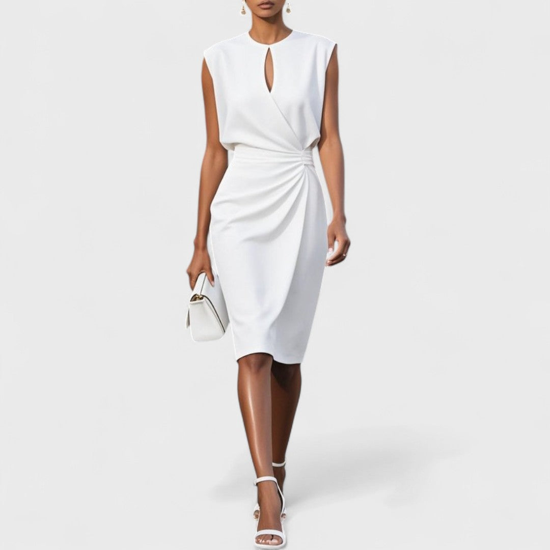 Women's Sleeveless Midi Dress Keyhole Detail