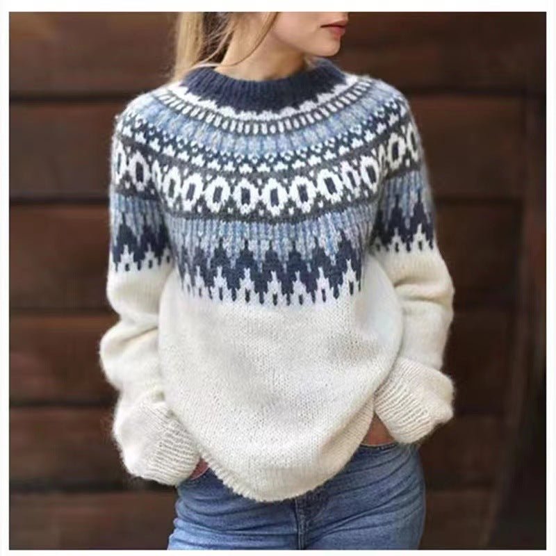 Women's Fair Isle Crewneck Sweater Relaxed Fit