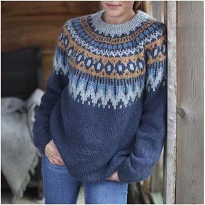 Fair Isle Knitted Sweater Comfortable Fit