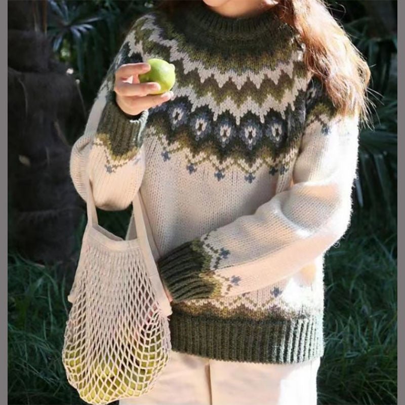 Women's Fair Isle Crewneck Sweater Relaxed Fit - Vonnera