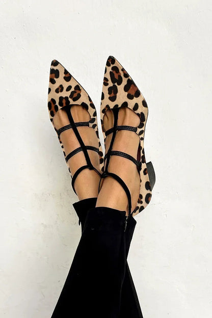Women's Pointed Toe Strappy Flat Shoes - Vonnera
