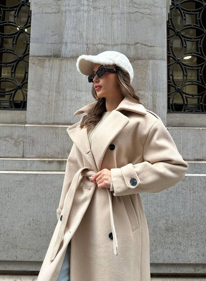 Women's Double Breasted Long Tailored Coat