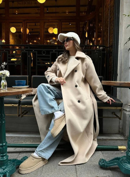 Women's Double Breasted Long Tailored Coat