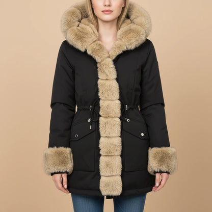 Women's Hooded Winter Jacket Faux Fur Trim
