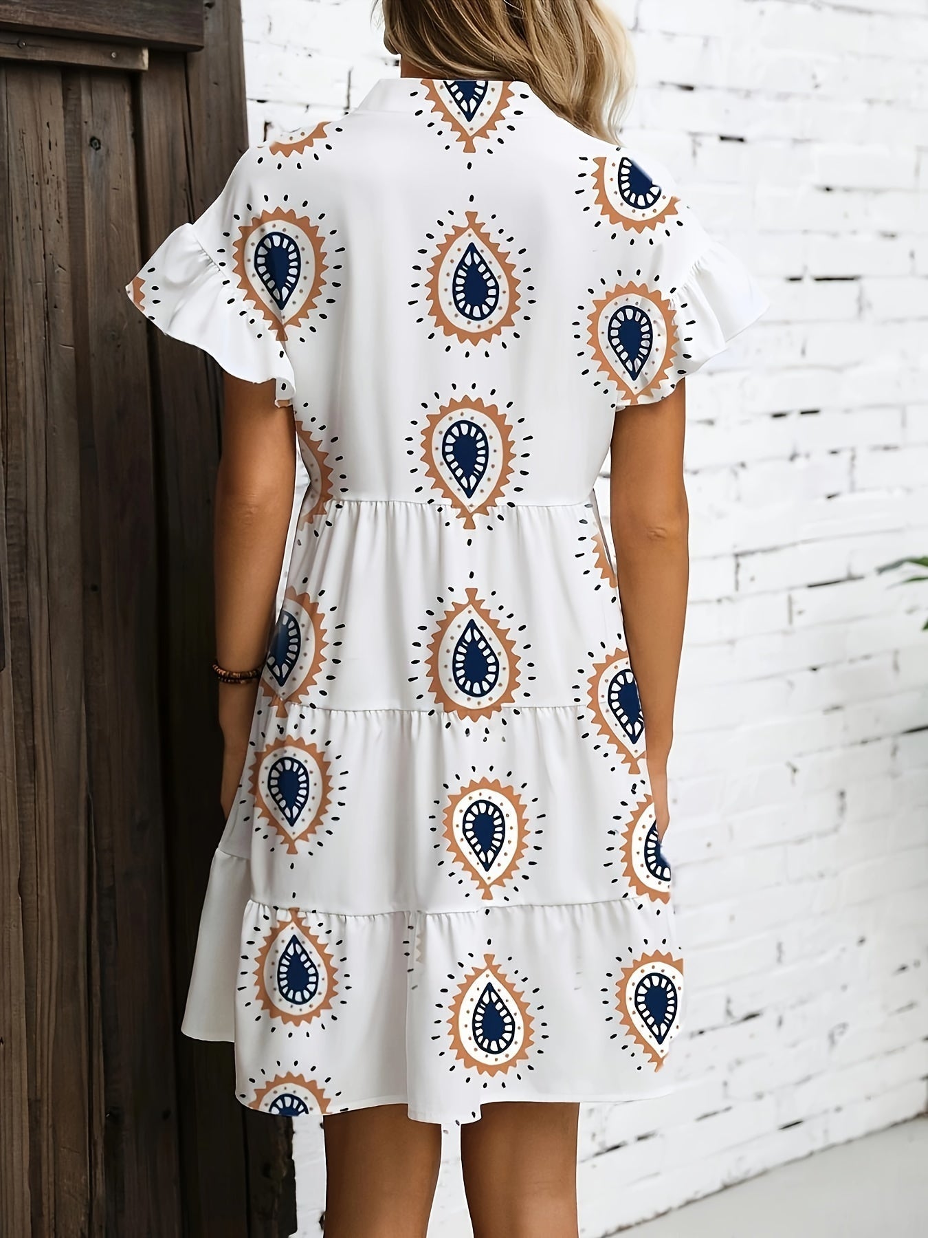 Women's Boho Midi Dress Flowy Draped Cocktail