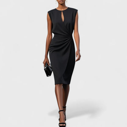 Women's Sleeveless Midi Dress Keyhole Detail