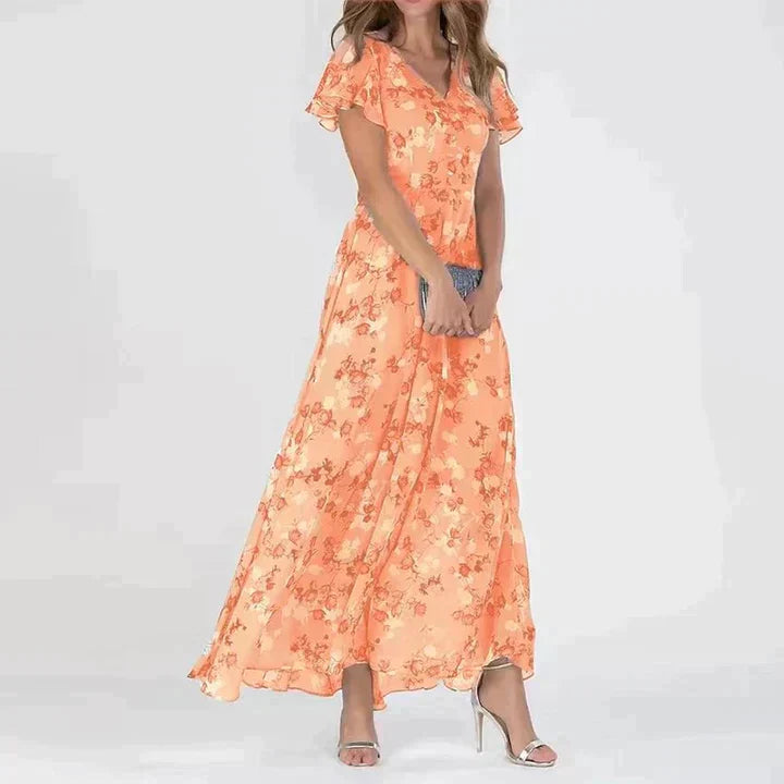 Women's Floral V-Neck Maxi Dress