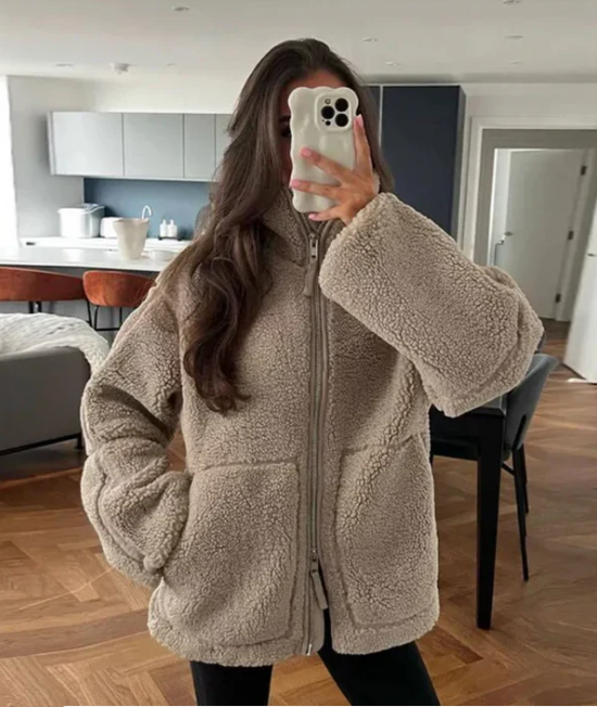 Women's Relaxed Fit Zip Up Coat - Vonnera