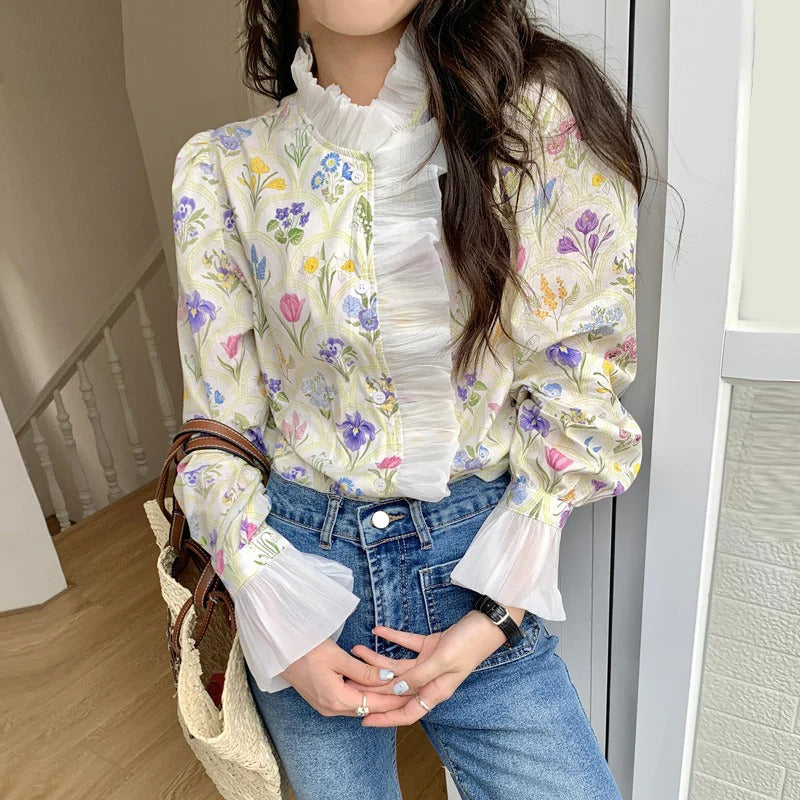 Women's Floral Ruffle Blouse - Vonnera