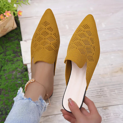Women's Knitted Flat Mule Shoes
