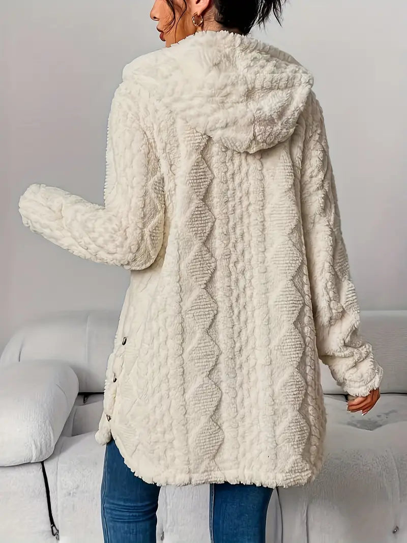 Women's Hooded Cardigan Button Front Closure