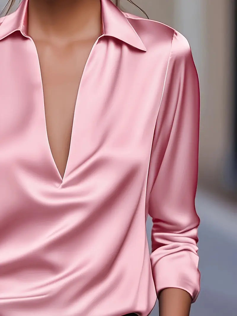 Women's Long Sleeve Blouse Draped Neck
