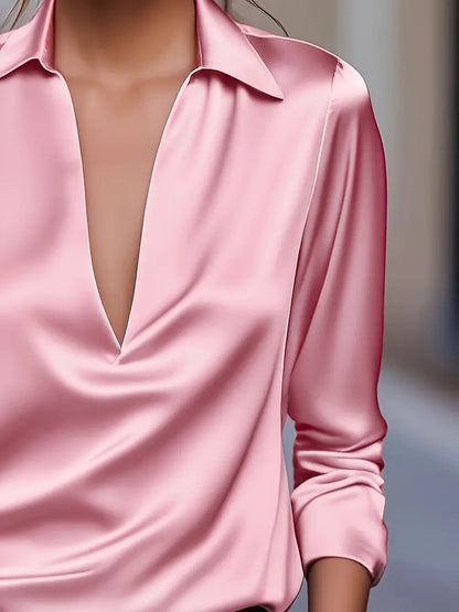 Women's V-Neck Satin Blouse