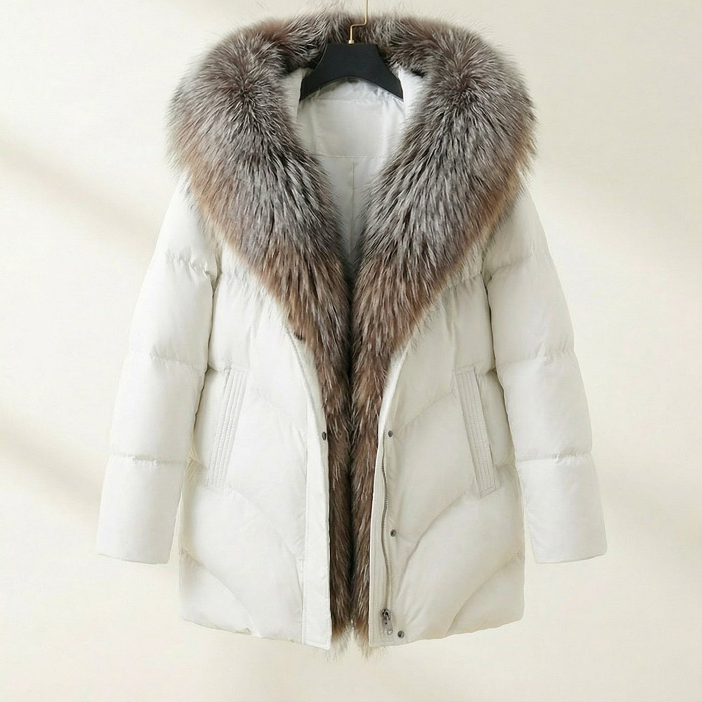 Women's Puffer Coat Fur Collar - VibreMode