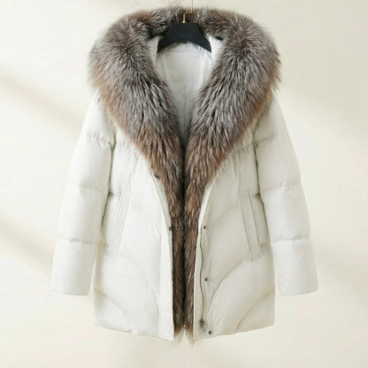 Women's Puffer Coat Fur Collar - VibreMode