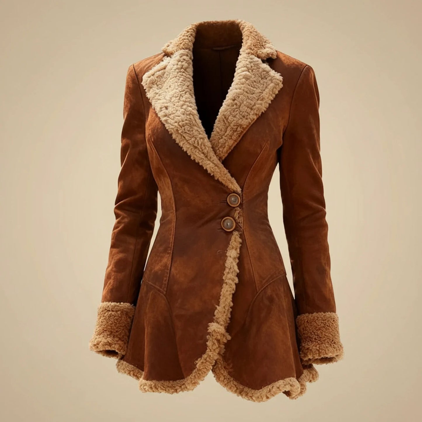 Women's Suede Shearling Coat - Vonnera