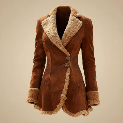 Women's Suede Shearling Coat - Vonnera