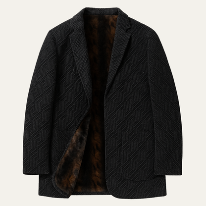 Mens Chenille Blazer Soft Fur Lined Navy - Vonnera