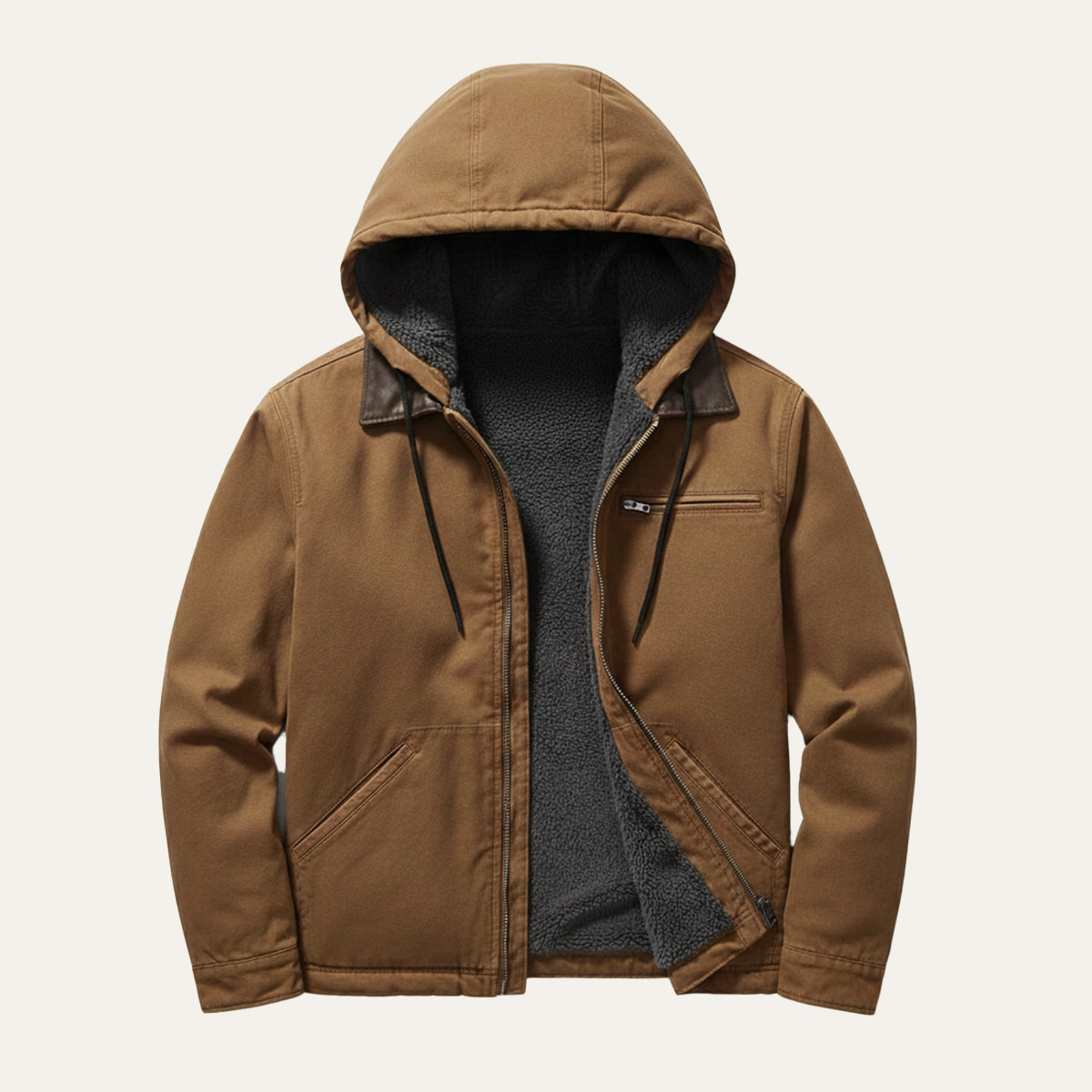 Men's Fleece Lined Hooded Jacket Winter Warm