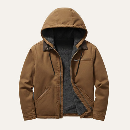 Men's Fleece Lined Hooded Jacket Winter Warm