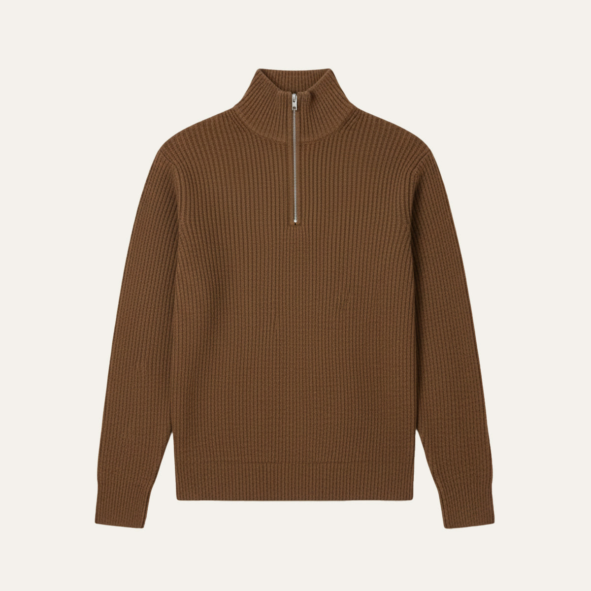 Men's Quarter Zip Sweater Ribbed Knit Casual