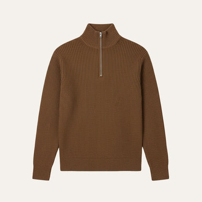 Men's Quarter Zip Sweater Ribbed Knit Casual