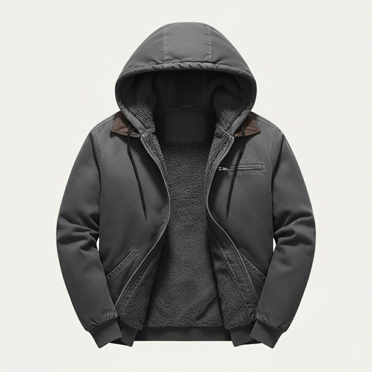 Men's Fleece Lined Hooded Jacket Winter Warm