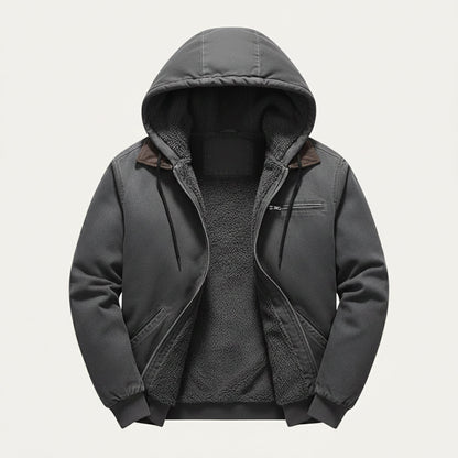 Men's Fleece Lined Hooded Jacket Winter Warm