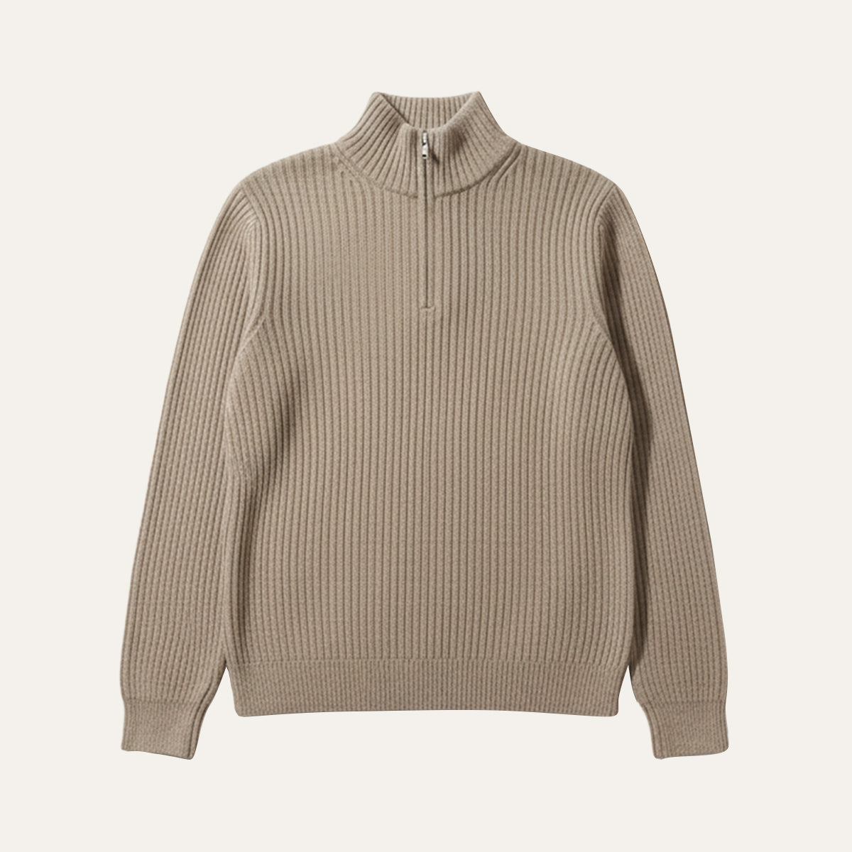 Men's Quarter Zip Sweater Ribbed Knit Casual