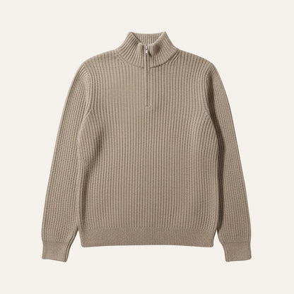 Men's Quarter Zip Sweater Ribbed Knit Casual
