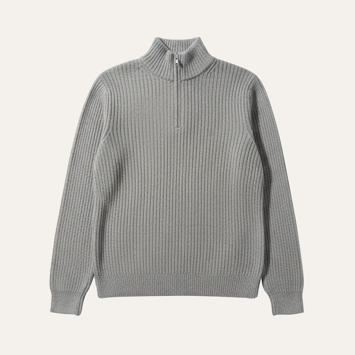 Men's Quarter Zip Sweater Ribbed Knit Casual