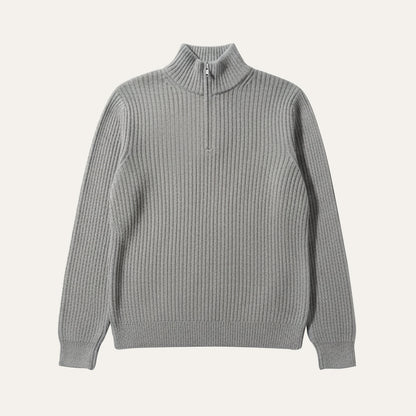 Men's Quarter Zip Sweater Ribbed Knit Casual