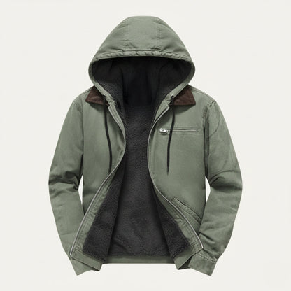 Men's Fleece Lined Hooded Jacket Winter Warm