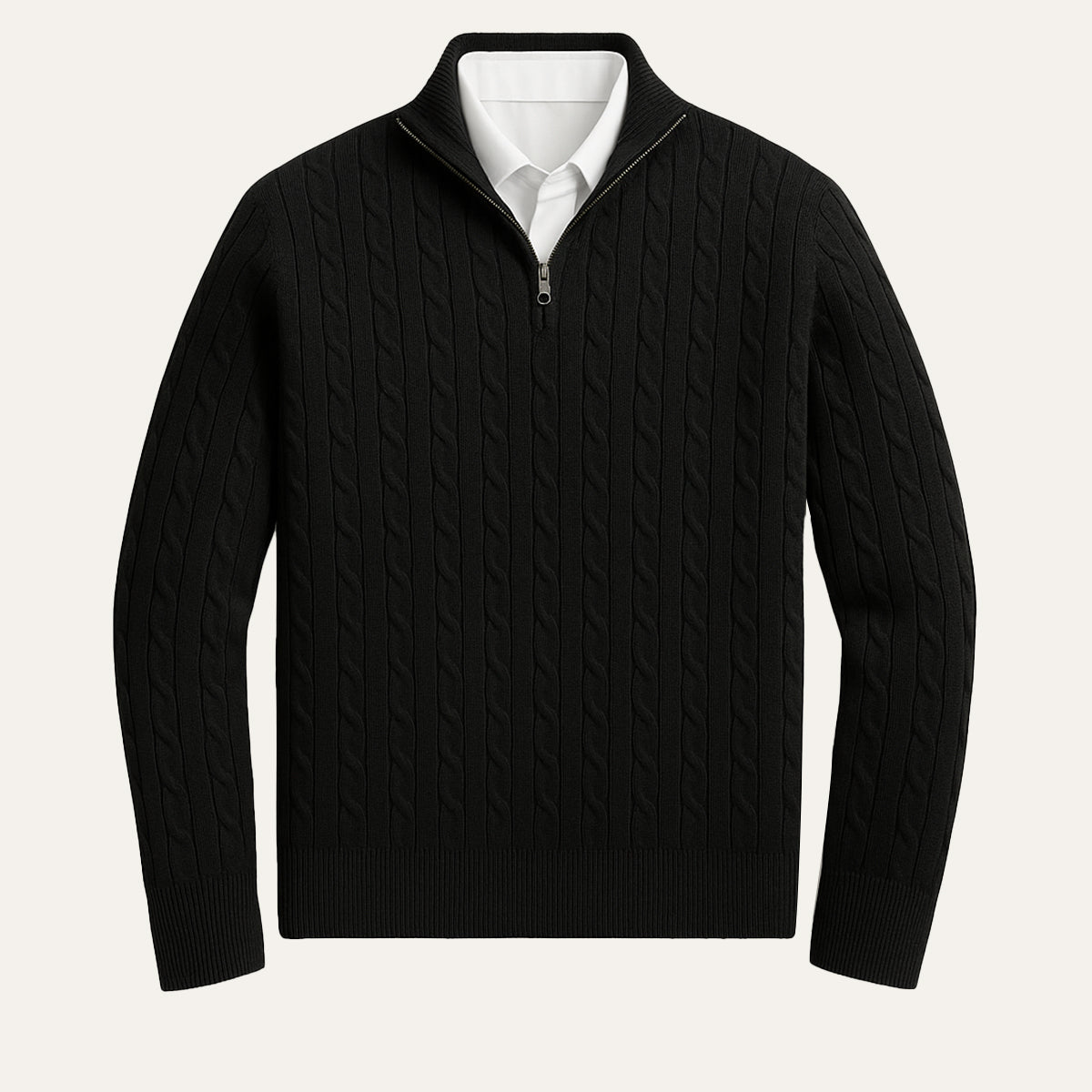 Men's Cable Knit Zipper Sweater