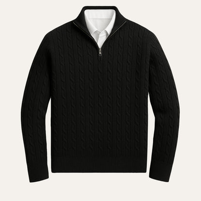 Men's Cable Knit Zipper Sweater