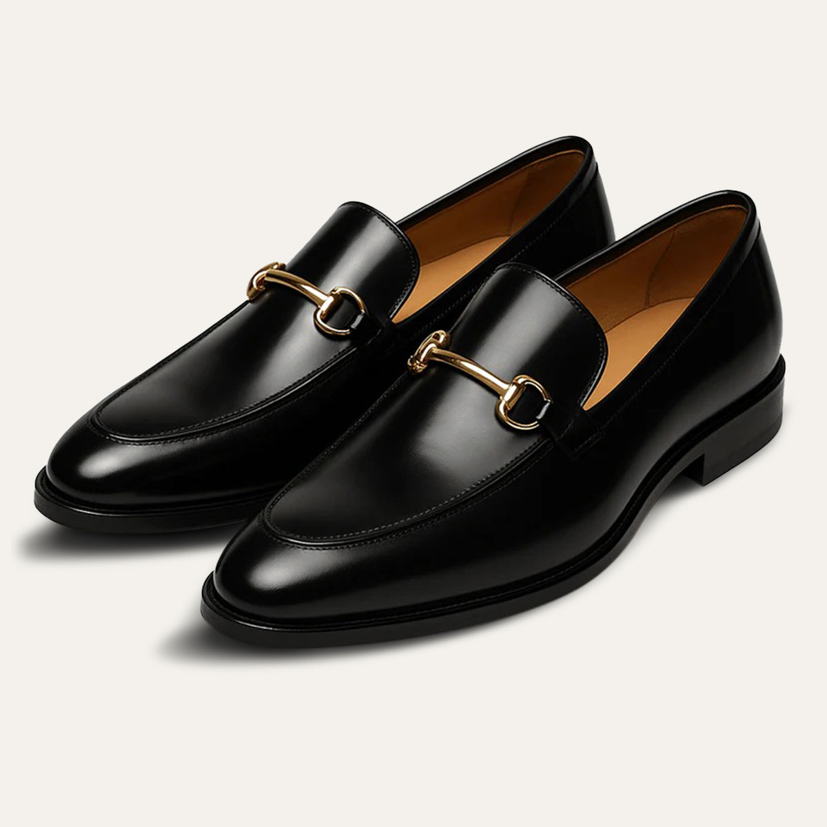 Men's Black Leather Horsebit Loafers - Vonnera