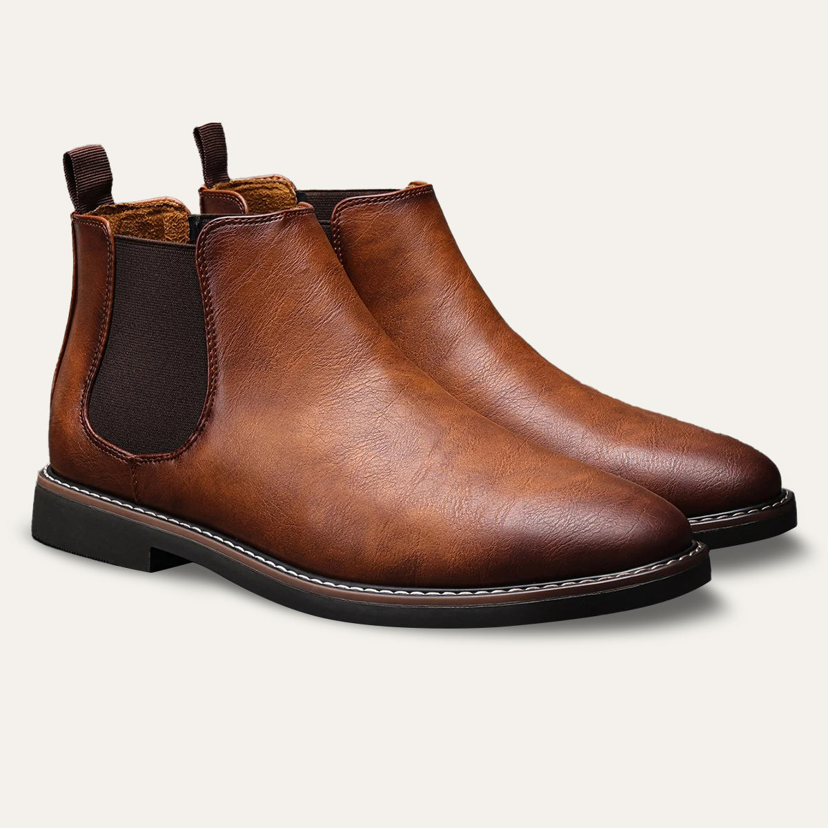 Men's Leather Chelsea Boots Durable Brown - Vonnera