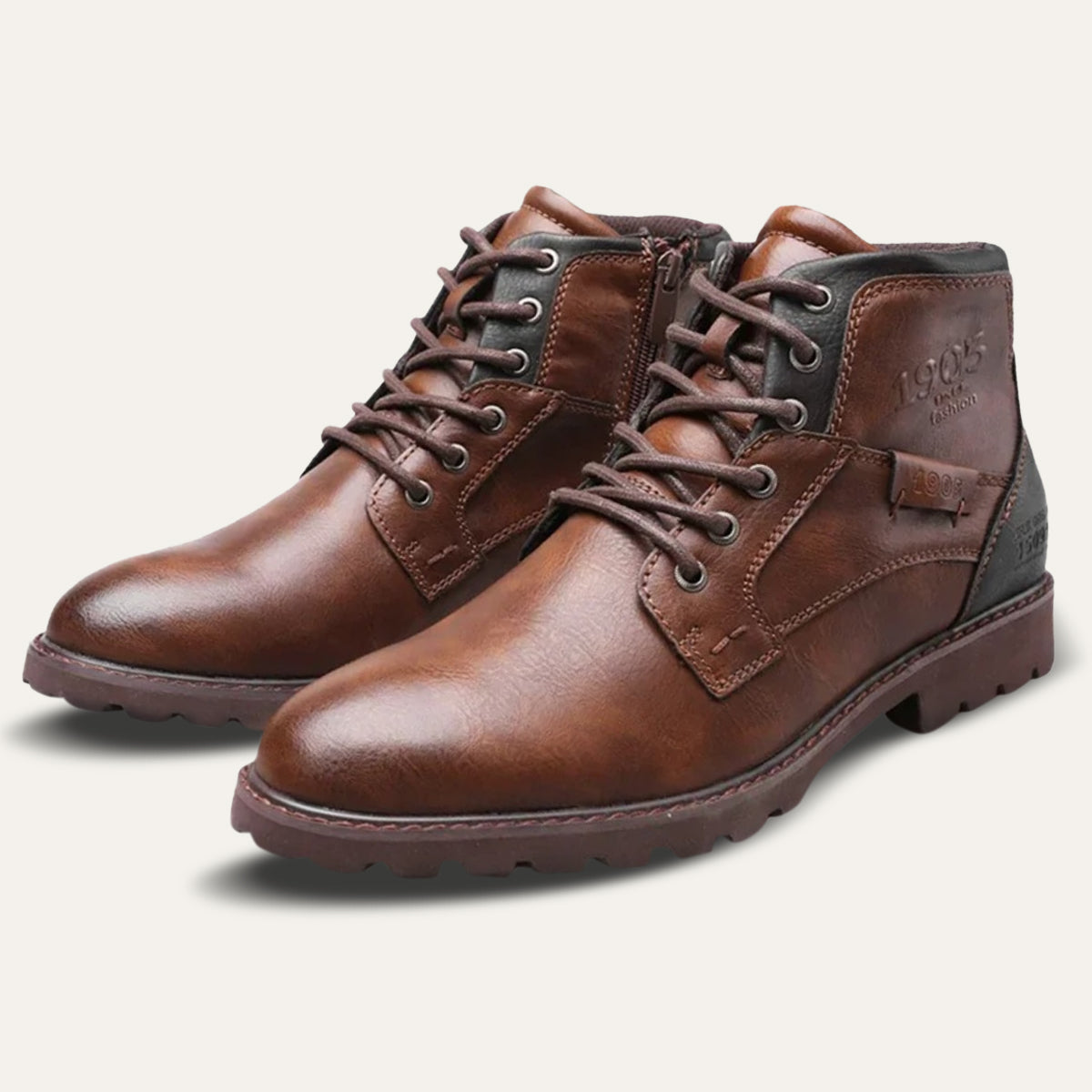 Men's Leather Combat Boots - Vonnera
