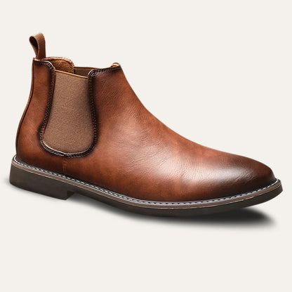 Men's Leather Chelsea Boots Comfortable Brown - Vonnera