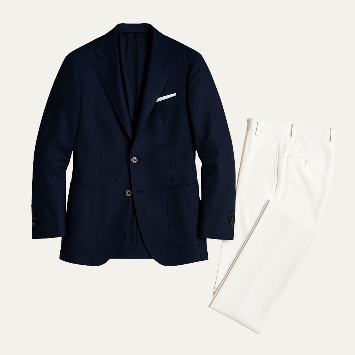 Men's 2 Piece Suit Notch Lapel White Pants - Vonnera