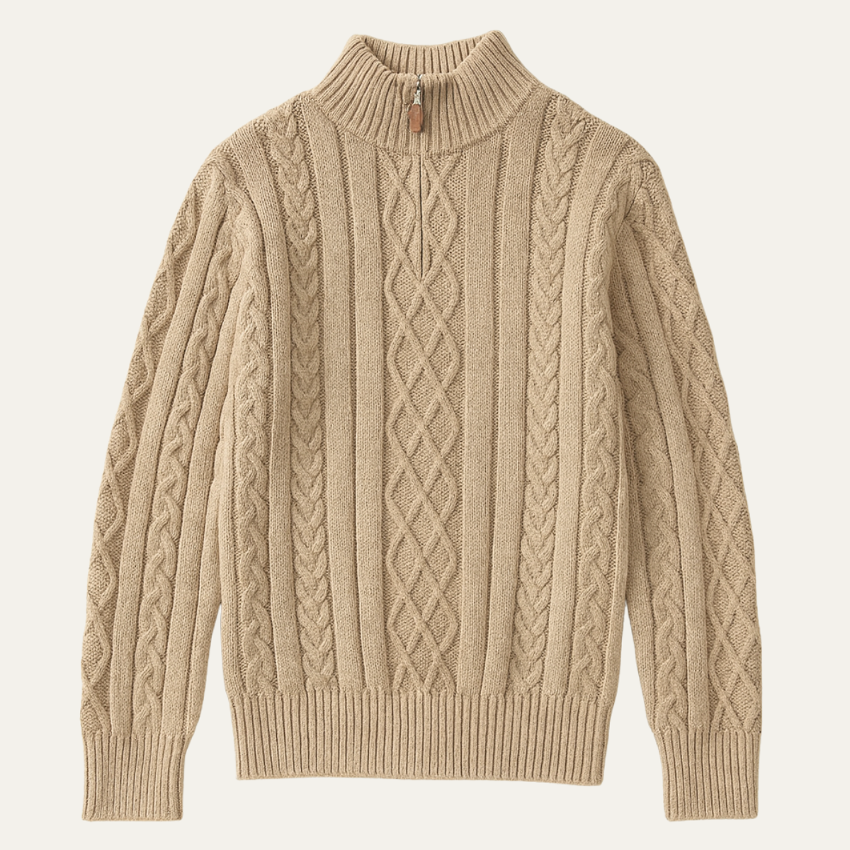 Men's Cable Knit Half Zip Sweater Chunky Warm Knit - Vonnera