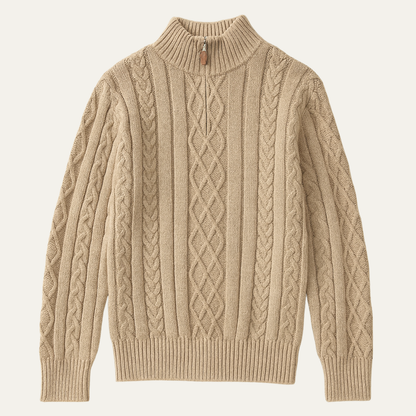 Men's Cable Knit Half Zip Sweater Chunky Warm Knit - Vonnera
