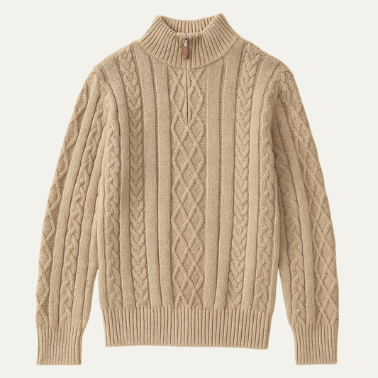 Men's Cable Knit Half Zip Sweater Chunky Warm Knit - Vonnera