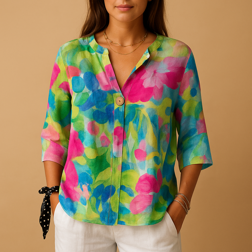 Women's Floral Button-Up Blouse - Vonnera