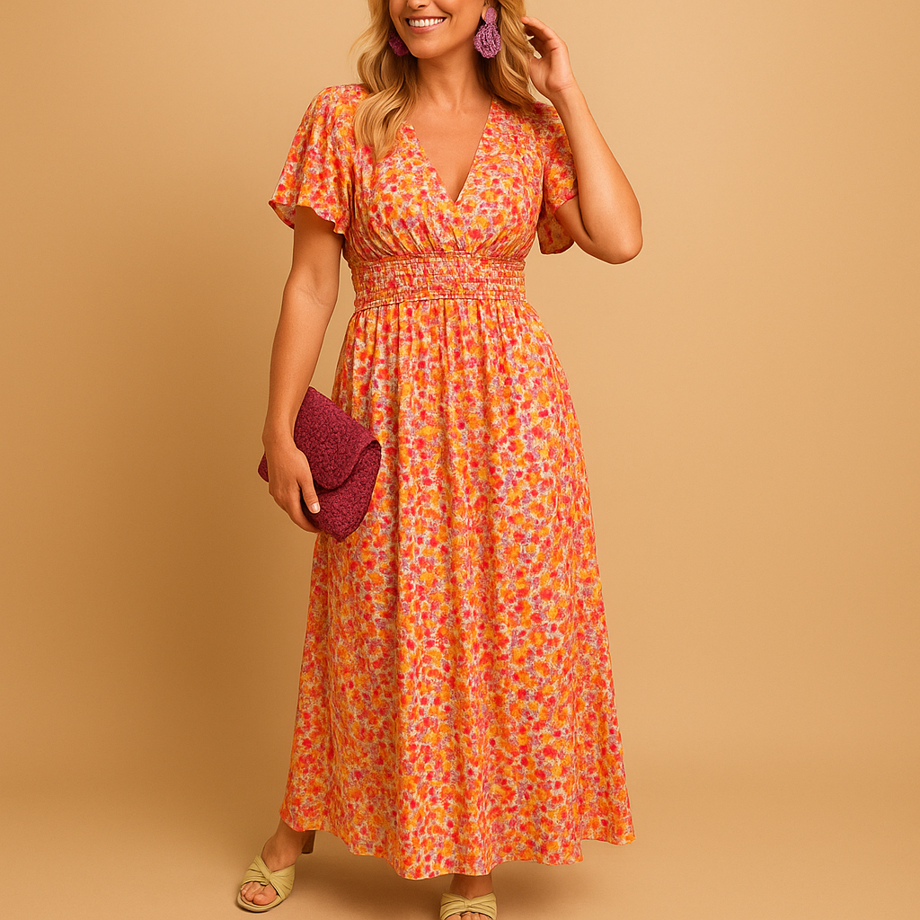 Women's Floral Maxi Dress V-Neck Summer - Vonnera