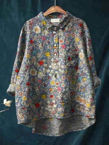 Women's Floral Print Blouse Button-Front