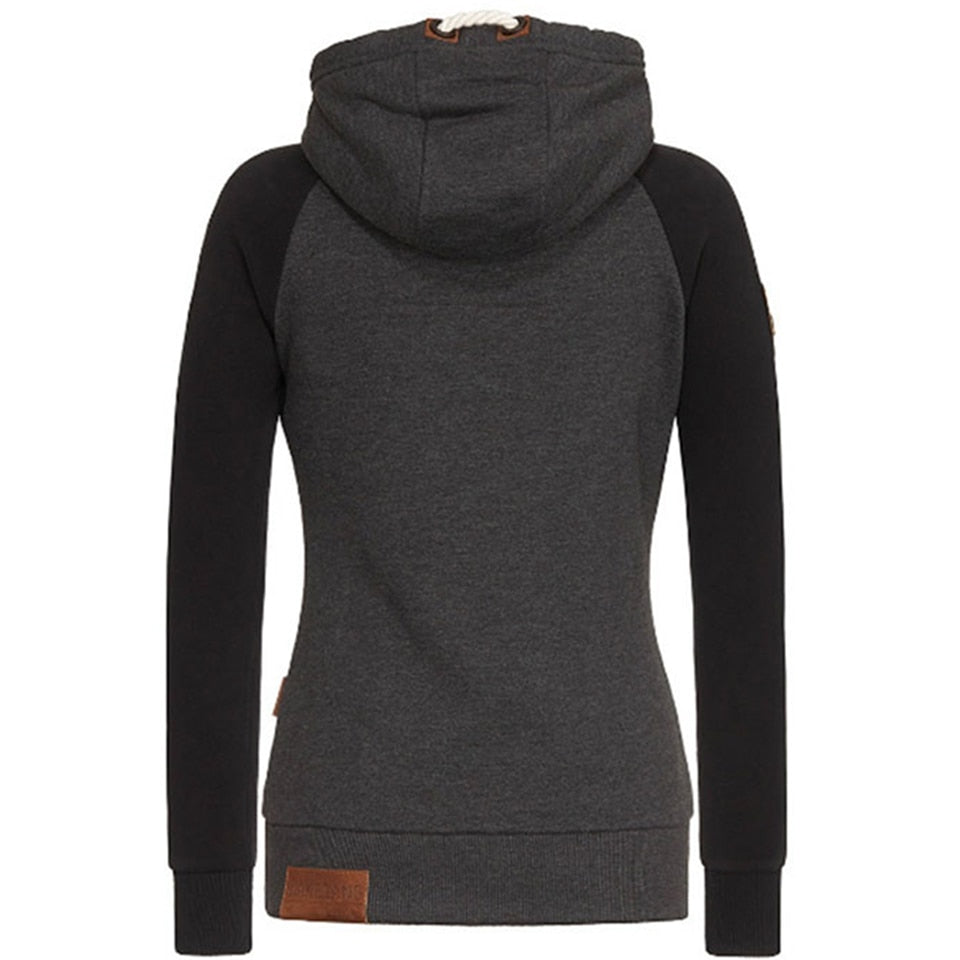 Women's Knitted Hoodie Long Sleeves Zipper - Vonnera
