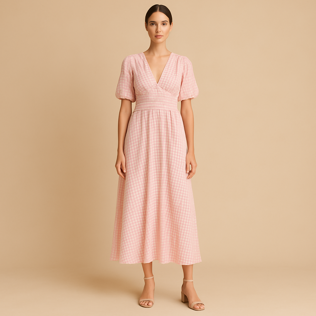 Women’s flowy maxi dress with button closure and long sleeves, perfect for casual outings, workdays, and formal occasions.
