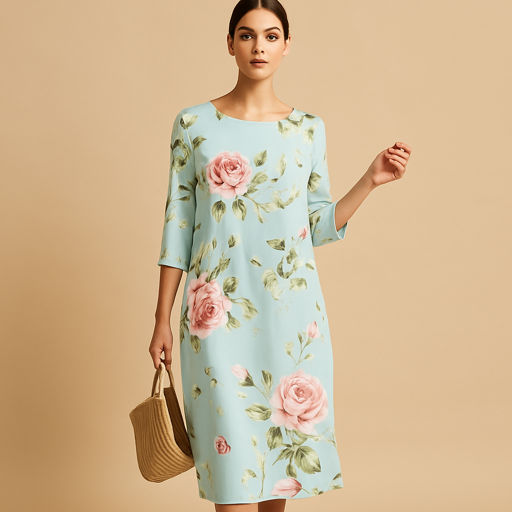 Women’s elegant flowy midi dress with lightweight fabric and flattering fit, suitable for casual outings, formal events, vacations and everyday wear.