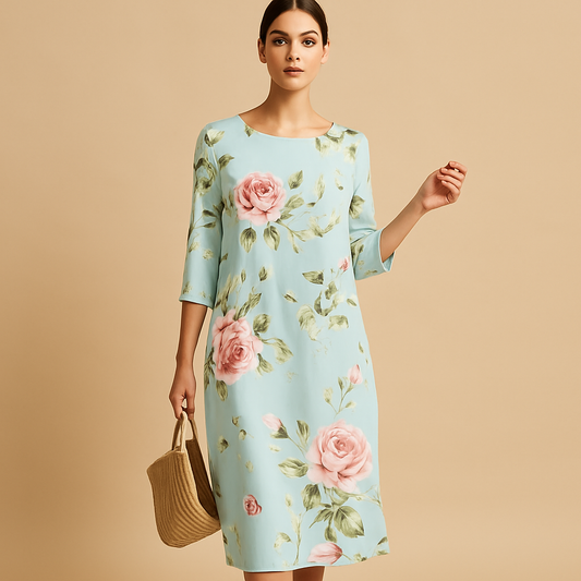 Women’s elegant flowy midi dress with lightweight fabric and flattering fit, suitable for casual outings, formal events, vacations and everyday wear.